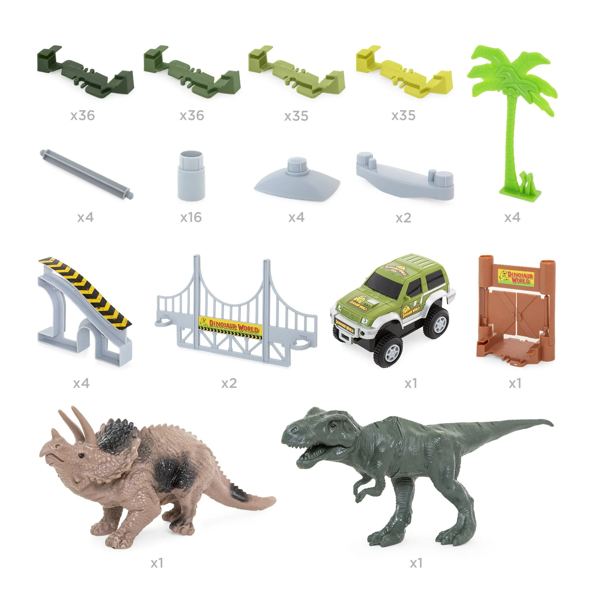 142-Piece Big Dinosaur Figure Racetrack Toy Play Set w/ Battery Operated Car