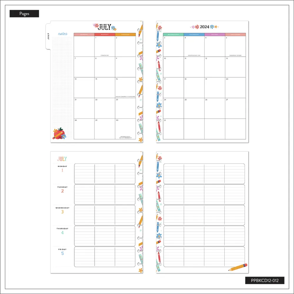 2024 Classroom Brights Teacher Happy Planner Box Kit - Classic Teacher Layout - 12 Months