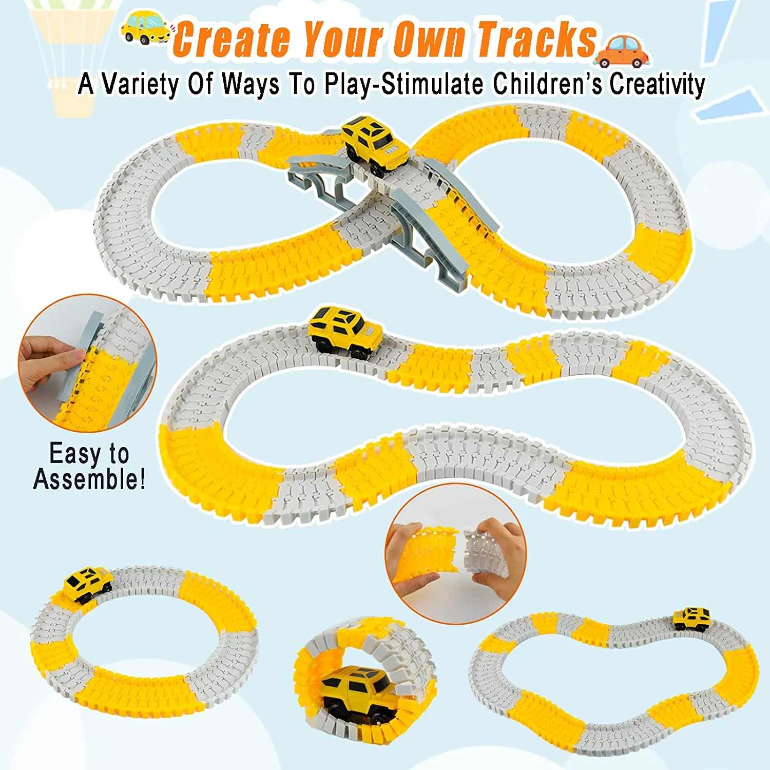 205Pcs Kids Toys Construction Tracks Track Set