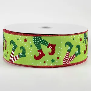 2.5" Elf Legs Ribbon: Lime, Red, Emerald (50 Yards)