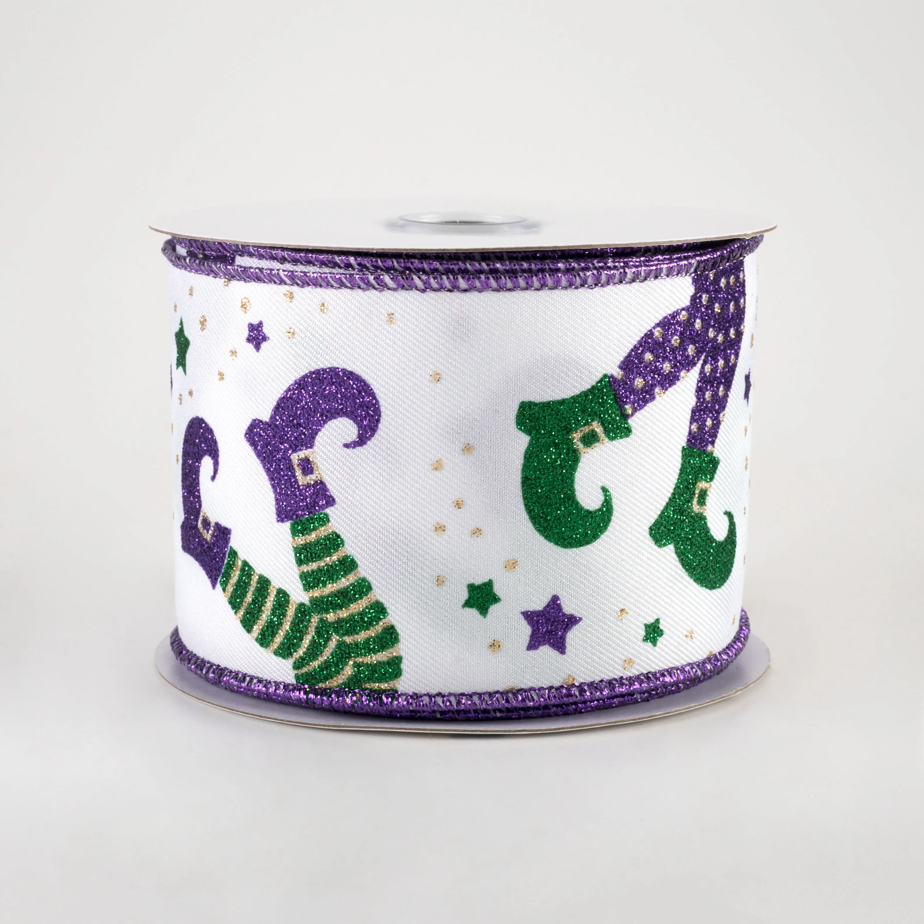 2.5" Jester Legs Ribbon: Purple, Emerald, Gold (10 Yards)