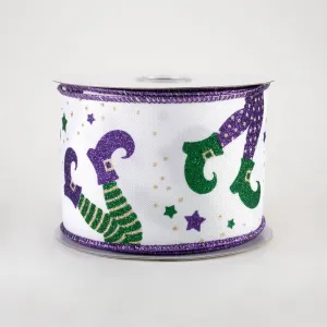 2.5" Jester Legs Ribbon: Purple, Emerald, Gold (10 Yards)