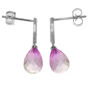 4.78 Carat 14K Solid White Gold I Came w/ out Shoes Pink Topaz Diamond Earrings