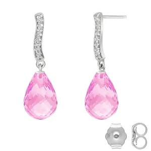 4.78 Carat 14K Solid White Gold I Came w/ out Shoes Pink Topaz Diamond Earrings