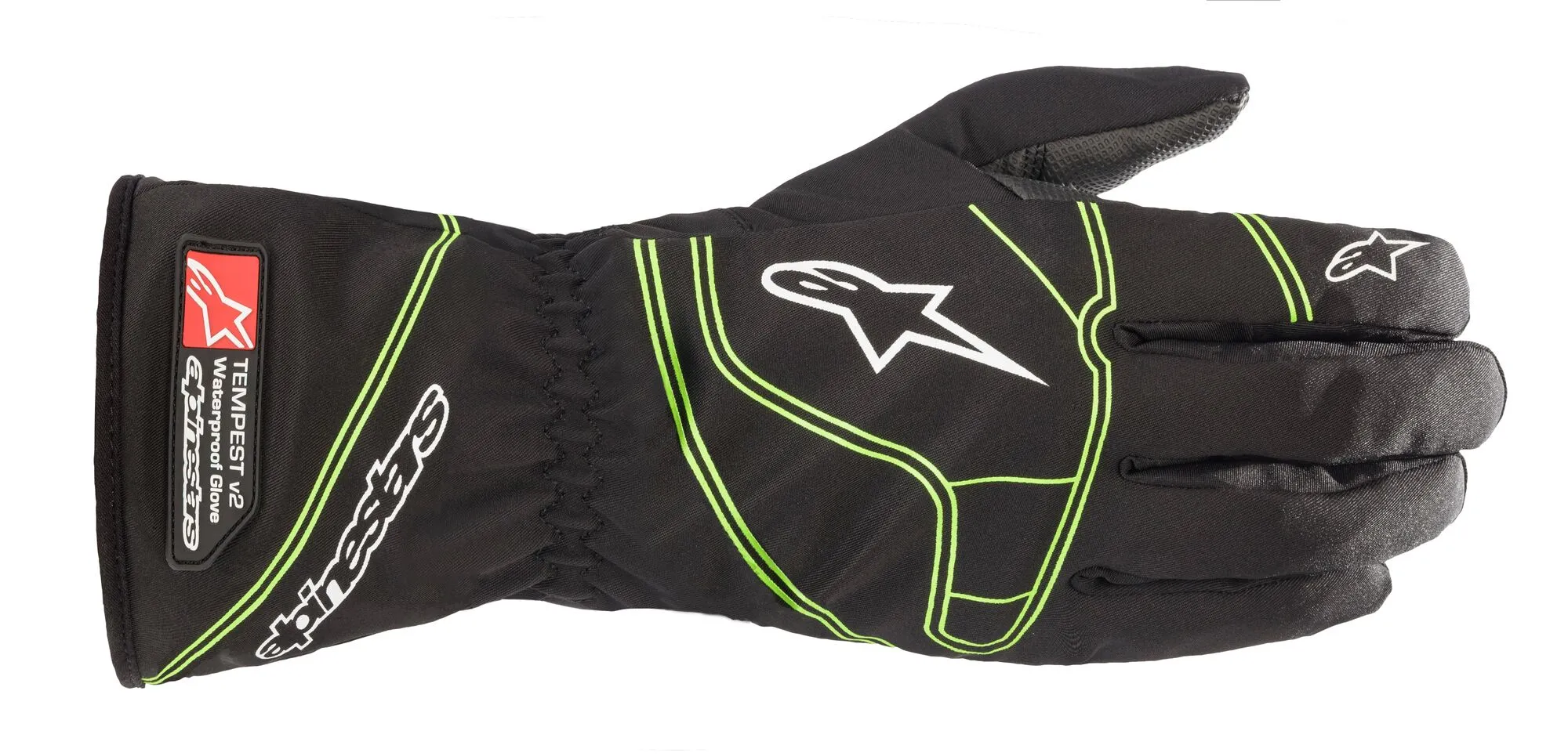 ALPINESTARS 3542321_167_L Karting YOUTH rainproof gloves TEMPEST v2 WP, black/green fluo, Size L