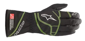 ALPINESTARS 3542321_167_M Karting YOUTH rainproof gloves TEMPEST v2 WP, black/green fluo, Size M