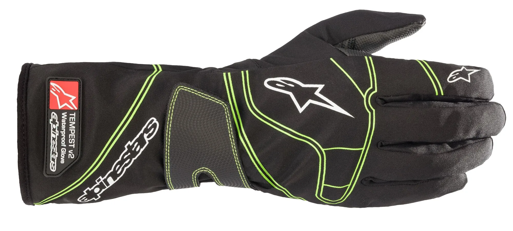 ALPINESTARS 3552321_167_L Karting rainproof gloves TEMPEST v2 WP, black/green fluo, Size L