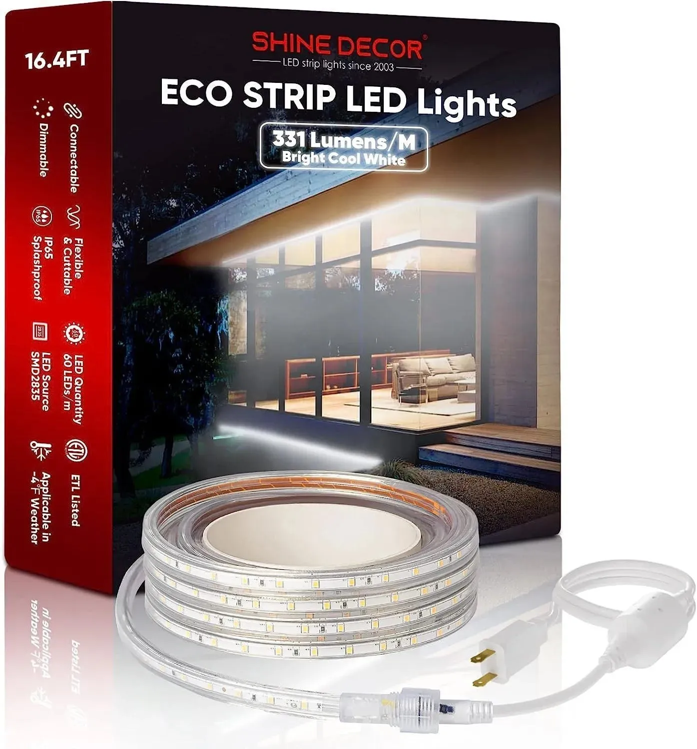 Aluminum Track Channel 3.3FT Pack of 8pcs For 110V Led Strip Light Single Color