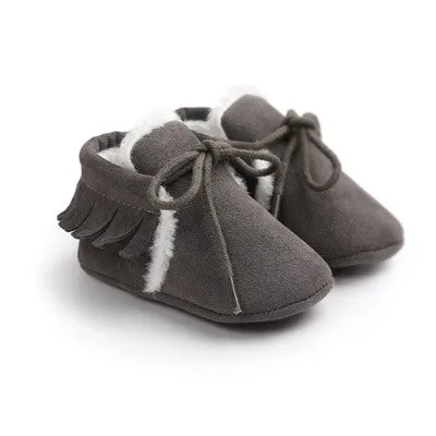 Baby Boy Girl Baby Moccasins Soft Moccs Shoes Bebe Fringe Soft Soled Non-slip Footwear Crib Shoes New PU Suede Leather Newborn