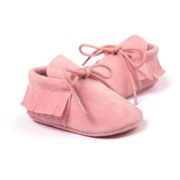 Baby Boy Girl Baby Moccasins Soft Moccs Shoes Bebe Fringe Soft Soled Non-slip Footwear Crib Shoes New PU Suede Leather Newborn