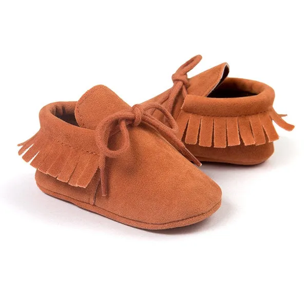 Baby Boy Girl Baby Moccasins Soft Moccs Shoes Bebe Fringe Soft Soled Non-slip Footwear Crib Shoes New PU Suede Leather Newborn