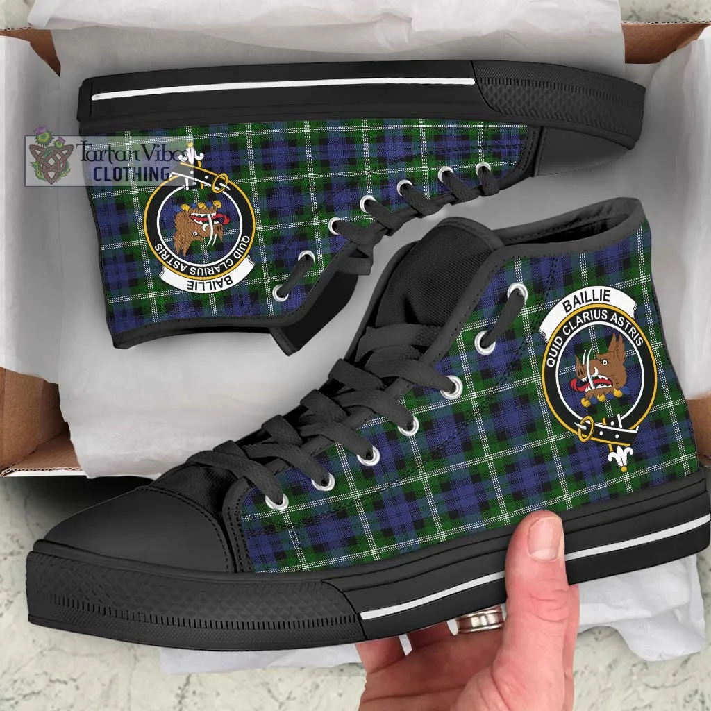 Baillie of Polkemmet Tartan High Top Shoes with Family Crest