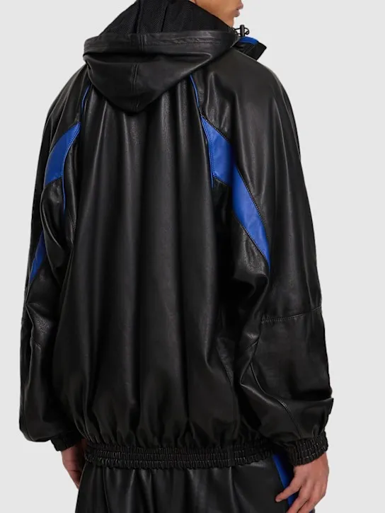 Balenciaga   Leather track jacket 