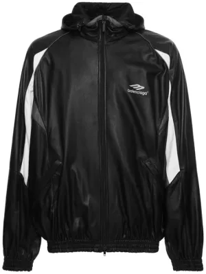 Balenciaga   Leather track jacket 