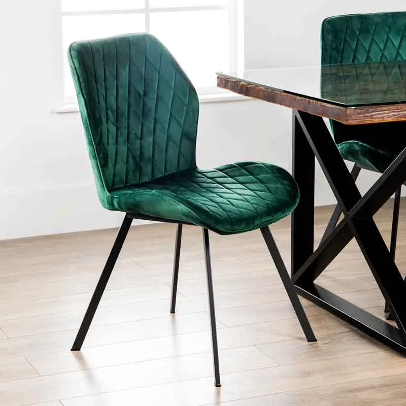 Bella 180cm Table & 6 Vancouver Emerald Chairs