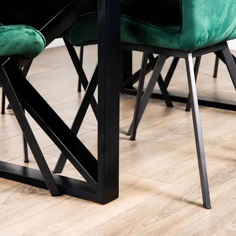 Bella 180cm Table & 6 Vancouver Emerald Chairs