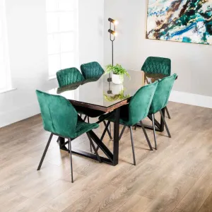 Bella 180cm Table & 6 Vancouver Emerald Chairs