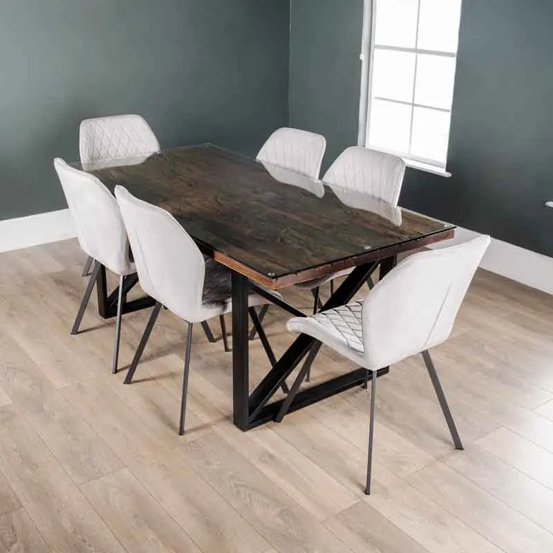 Bella 180cm Table & Vancouver Silver Chairs