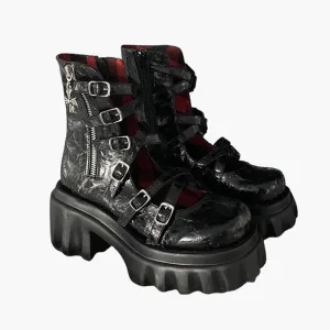 benpaolv Crust Punk Black Platform Shoes