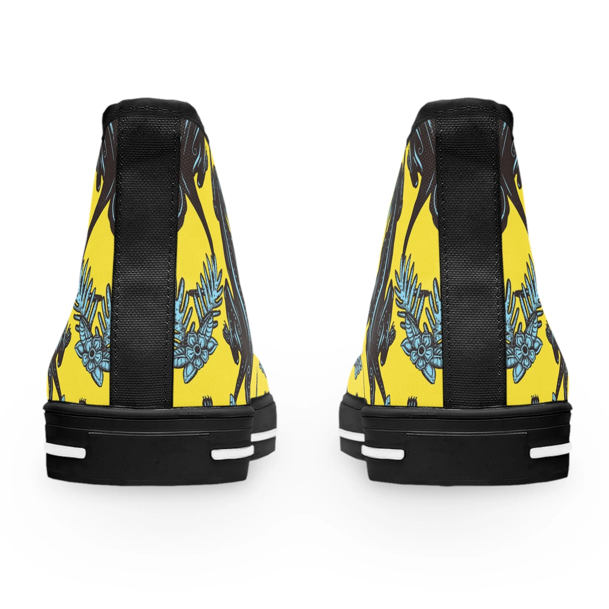 Black Panther and Flowers Women's High Top Sneakers