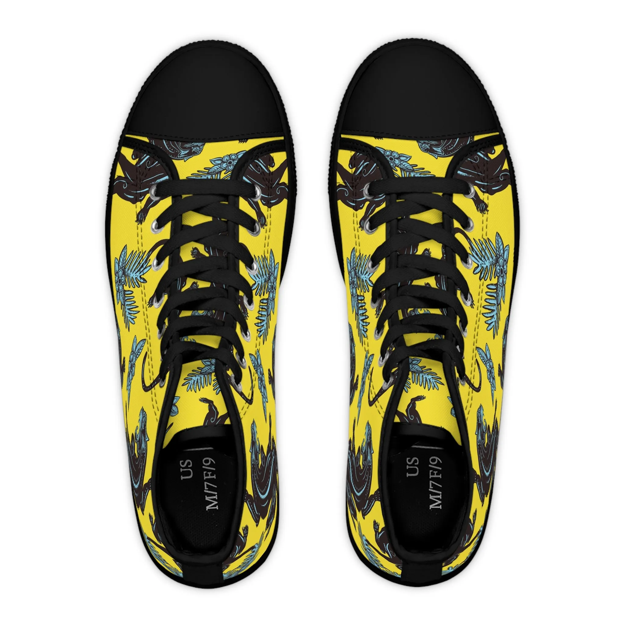 Black Panther and Flowers Women's High Top Sneakers