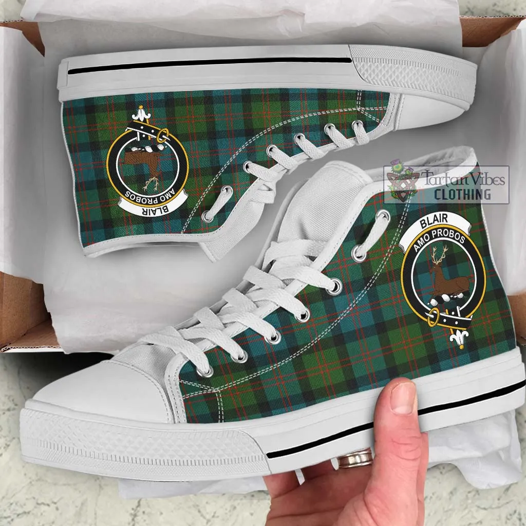 Blair Ancient Tartan High Top Shoes with Family Crest