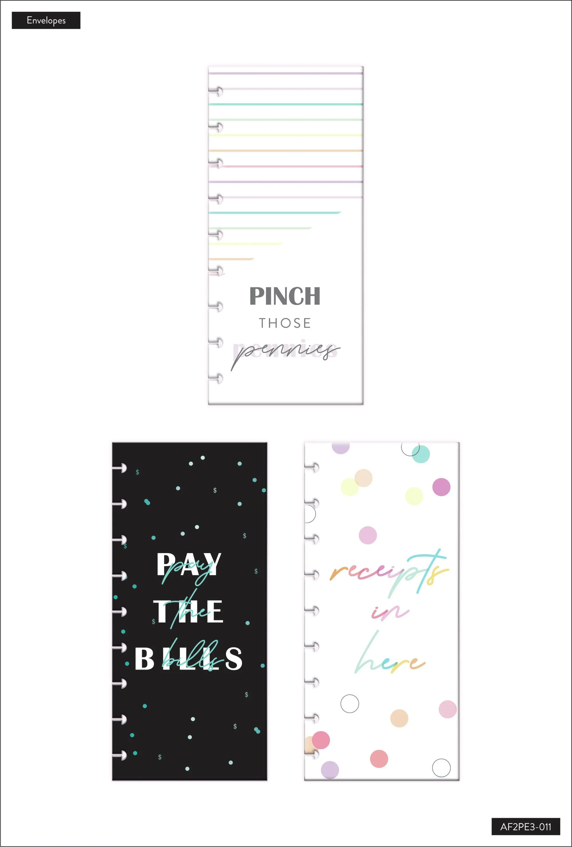 Bright Budget Snap In Envelopes - 3 Pack