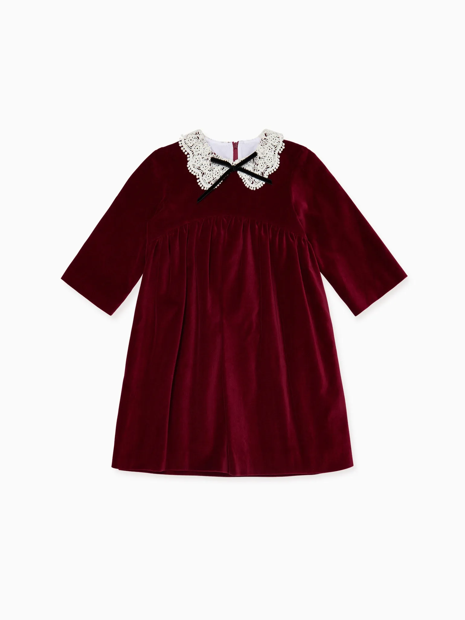 Burgundy Antonella Velvet Girl Dress