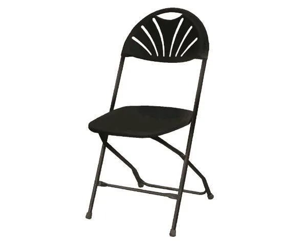 Chair, Black Seat & Black Frame Fan Back