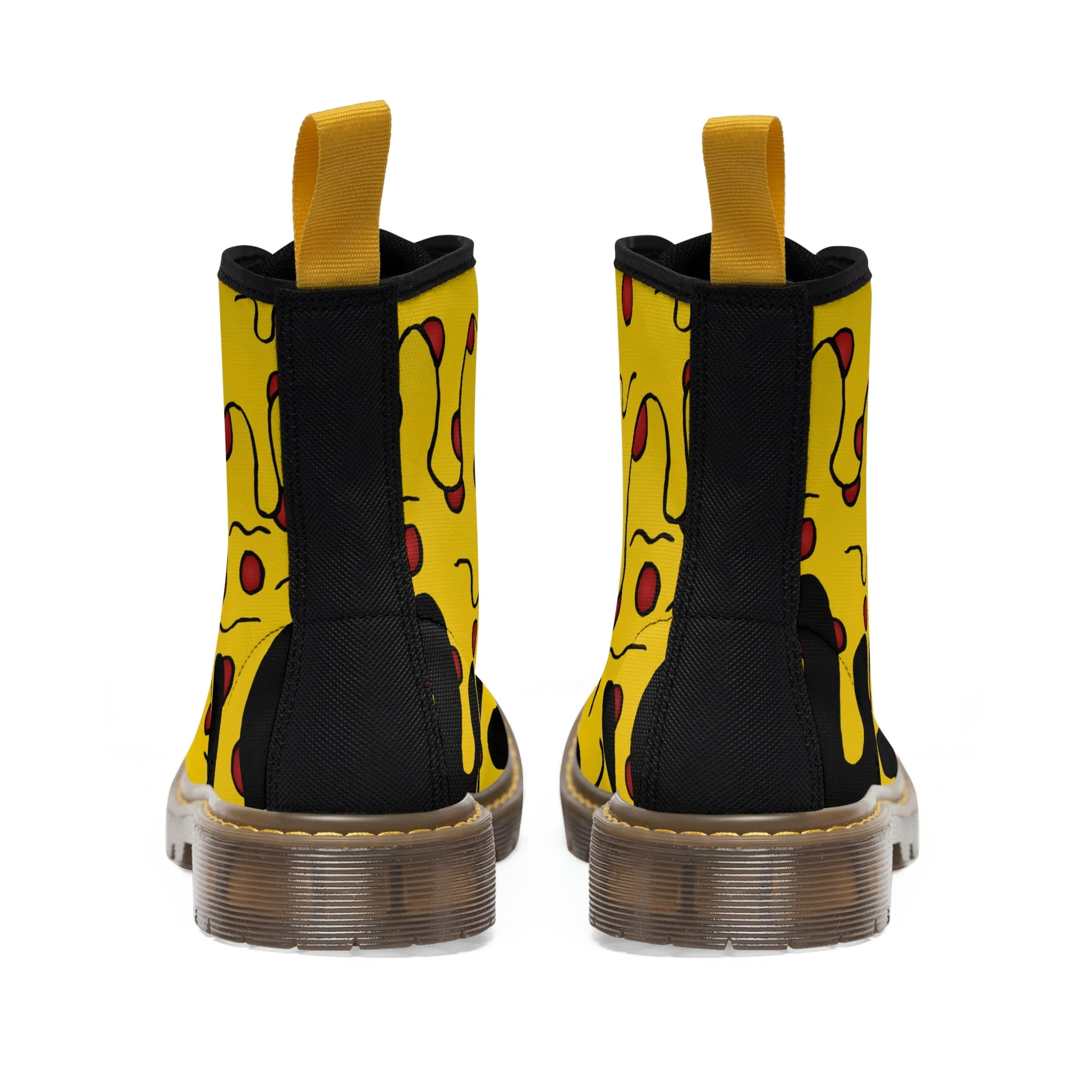 Cheesy Pizza Women's Canvas Boots (Black)