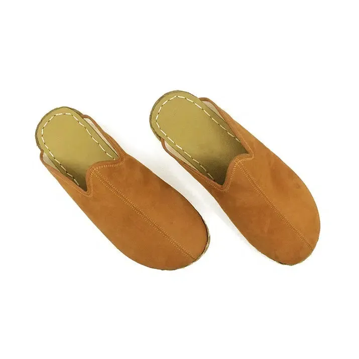 Closed Toe Leather Women's Slippers Orange