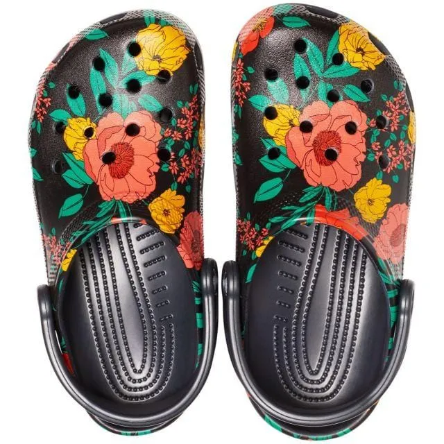 Crocs Classic Printed Floral Unisex Lifestyle Slippers Black Flower  206376-97J