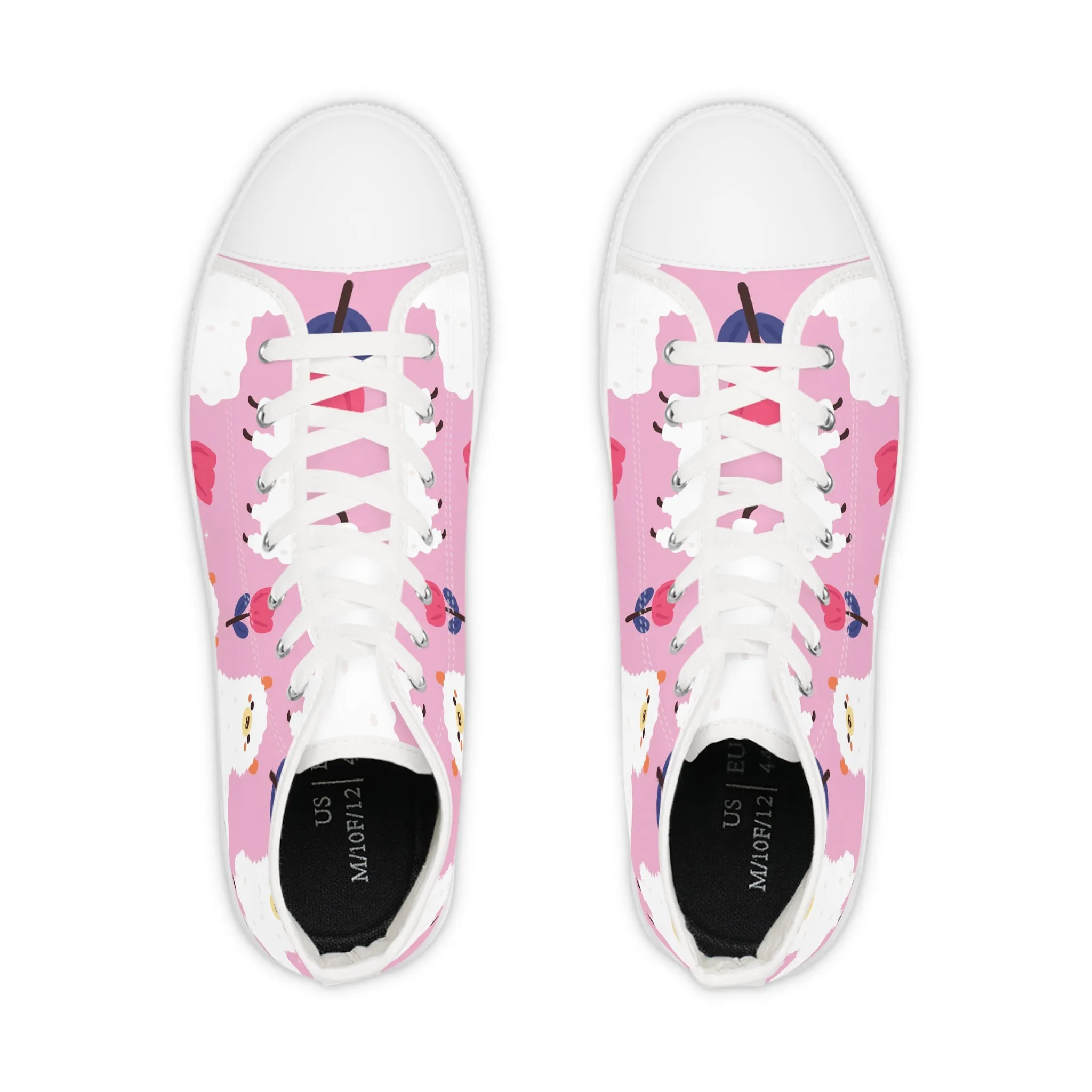 Cute Llama and Roses Men's High Top Sneakers