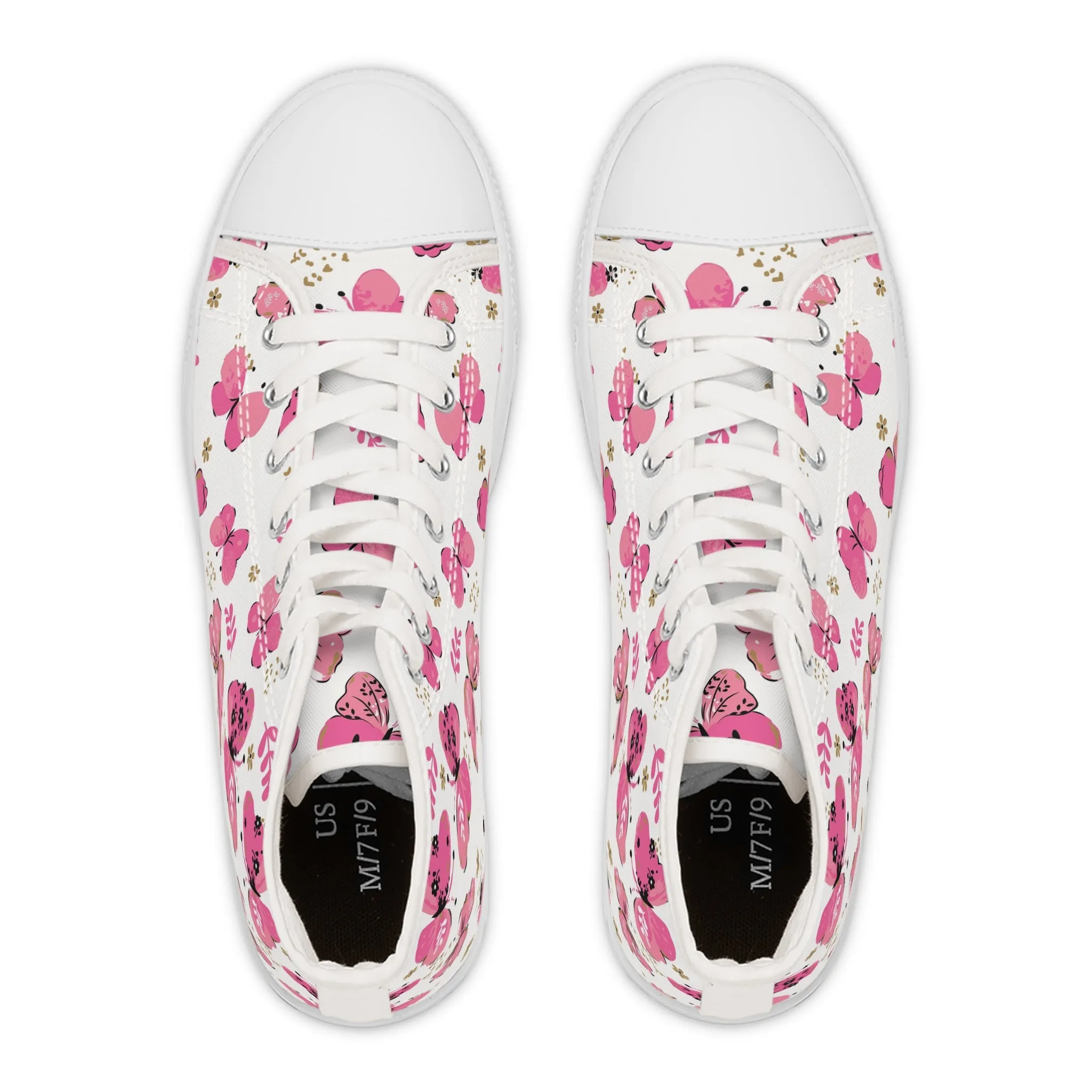 Cute Pink Butterflies Women's High Top Sneakers