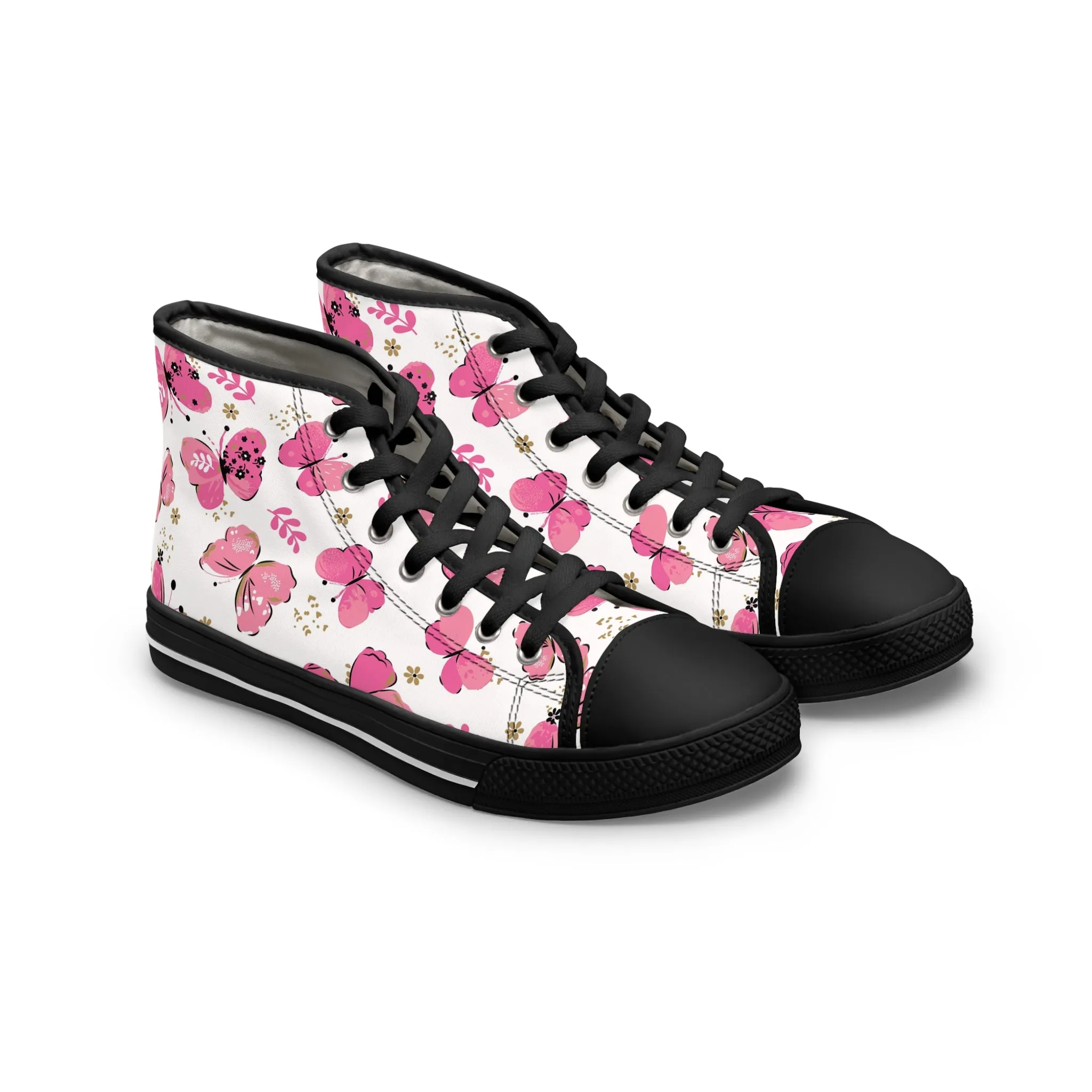 Cute Pink Butterflies Women's High Top Sneakers