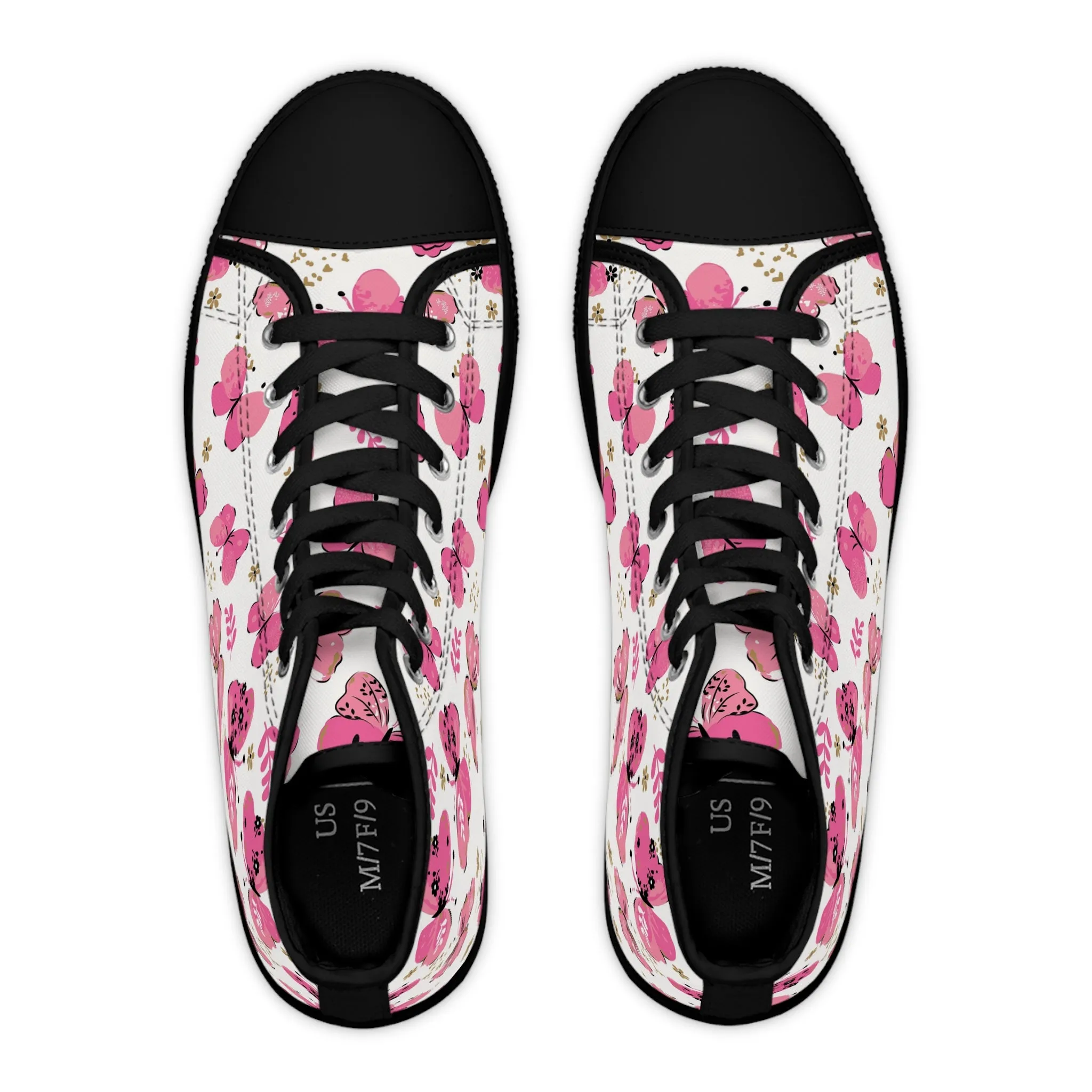 Cute Pink Butterflies Women's High Top Sneakers