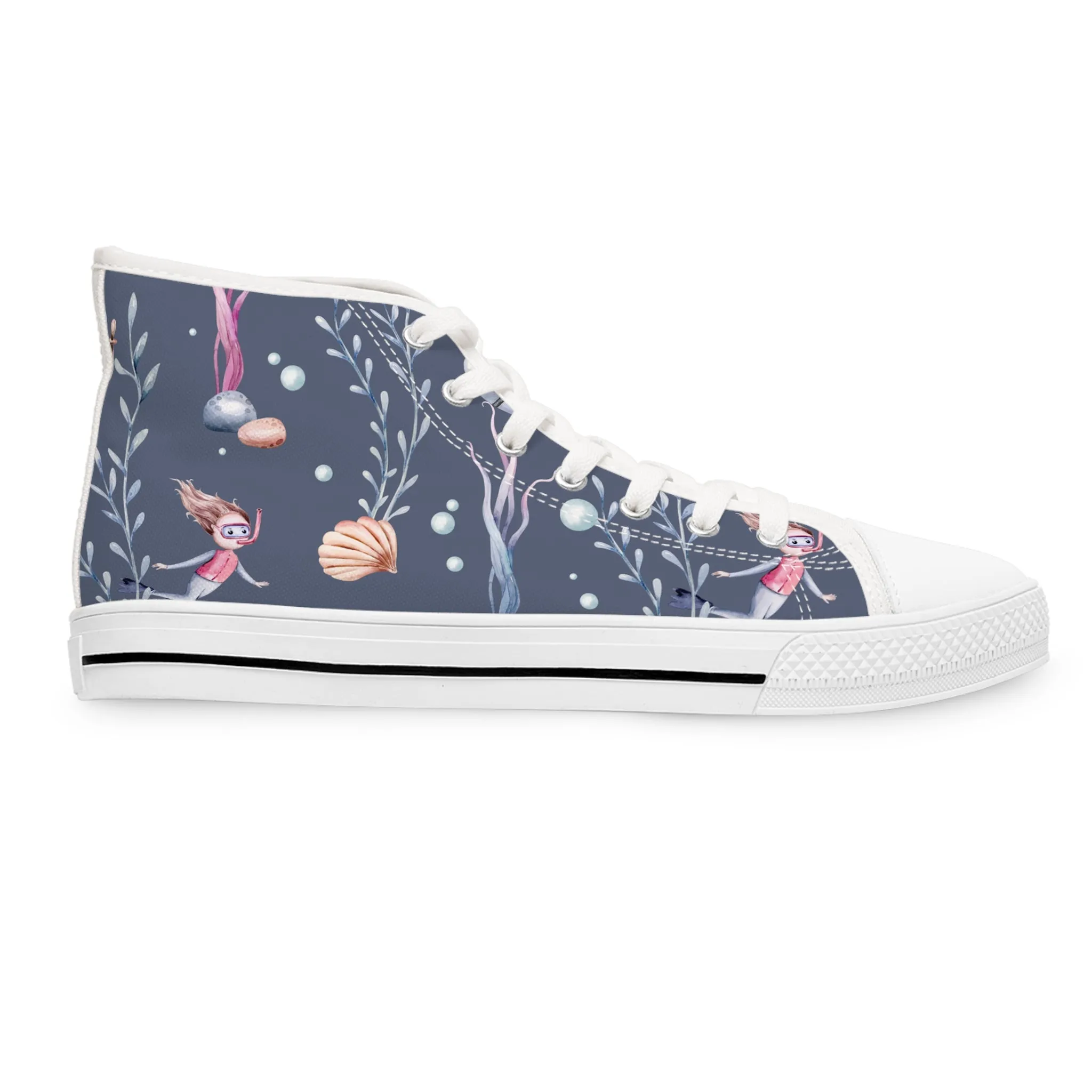 Cute Snorkeling Underwater Women's High Top Sneakers