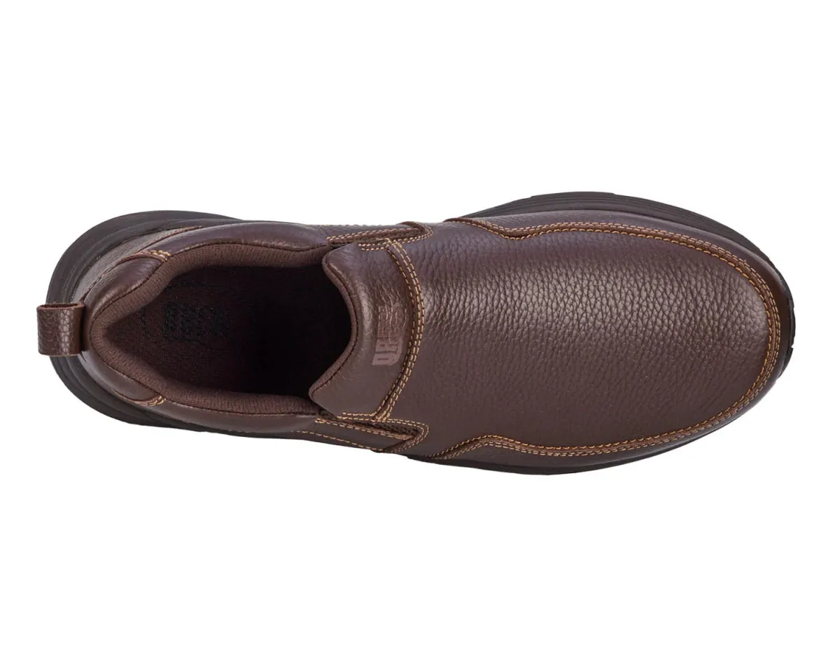 Drew Match Men's Slip-on Casual Shoe In Brown Pebbled Leather