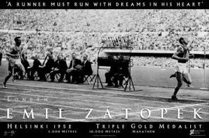 Emil Zatopek "Dream" (1952 Olympics) Classic Running Poster - Running Past