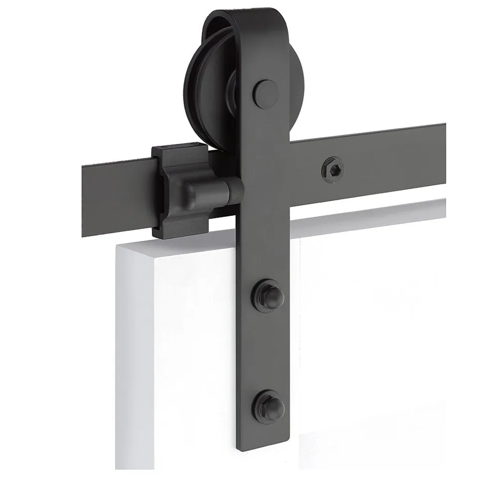 Emtek - Flat Track Sliding Barn Door Hardware - Classic Face Mount Hanger with Solid Wheel (Track Included)