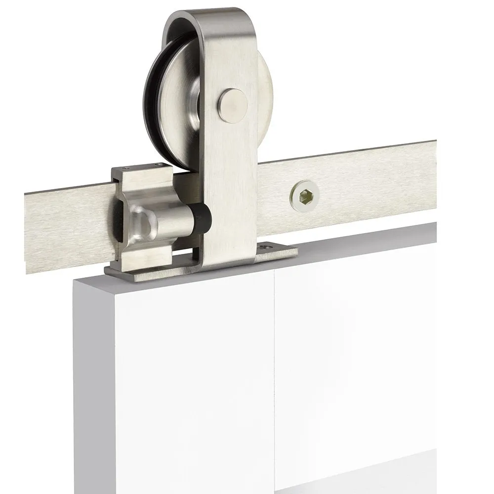 Emtek - Flat Track Sliding Barn Door Hardware - Classic Top Mount Hanger with Solid Wheel (Track Included)