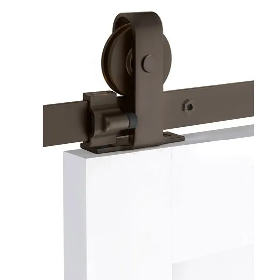 Emtek - Flat Track Sliding Barn Door Hardware - Classic Top Mount Hanger with Solid Wheel (Track Included)