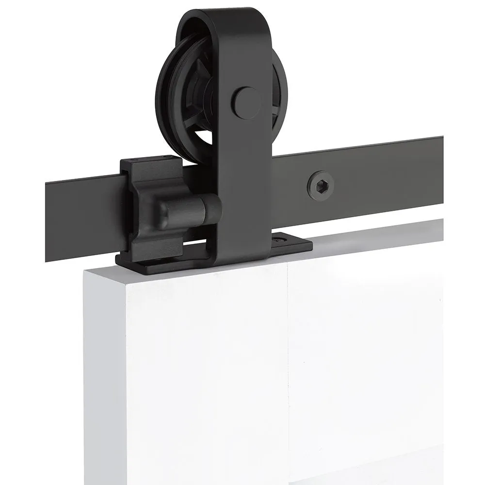 Emtek - Flat Track Sliding Barn Door Hardware - Classic Top Mount Hanger with Spoke Wheel (Track Included)