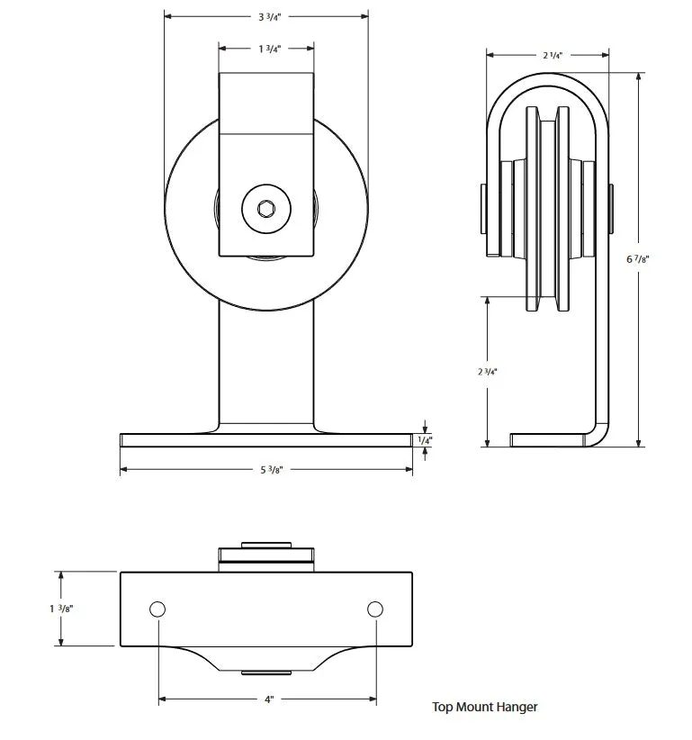 Emtek - Flat Track Sliding Barn Door Hardware - Classic Top Mount Hanger with Spoke Wheel (Track Included)