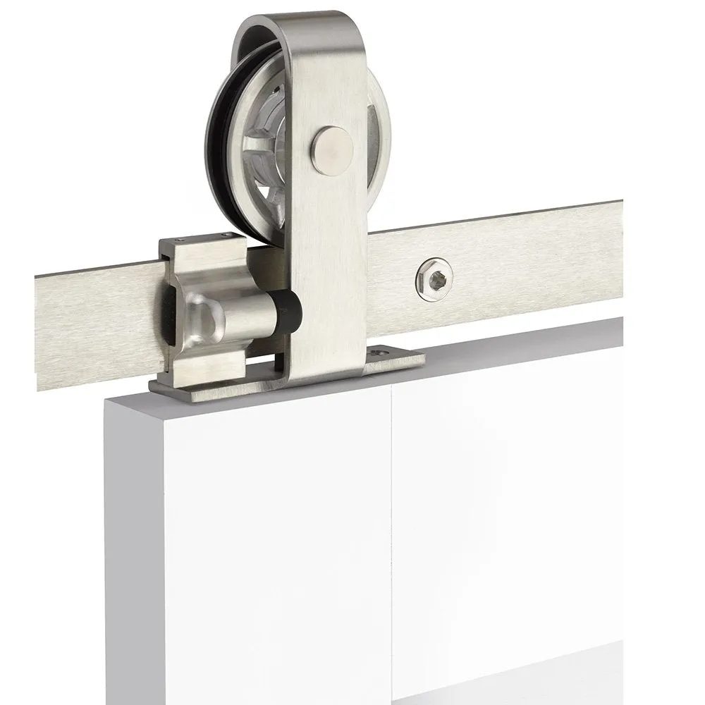 Emtek - Flat Track Sliding Barn Door Hardware - Classic Top Mount Hanger with Spoke Wheel (Track Included)