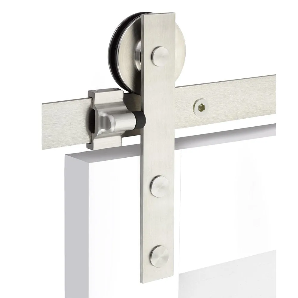 Emtek - Flat Track Sliding Barn Door Hardware - Modern Rectangular Face Mount Hanger with Solid Wheel (Track Included)