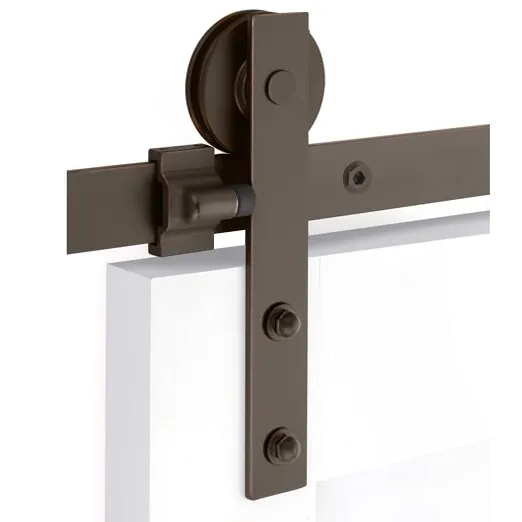 Emtek - Flat Track Sliding Barn Door Hardware - Modern Rectangular Face Mount Hanger with Solid Wheel (Track Included)