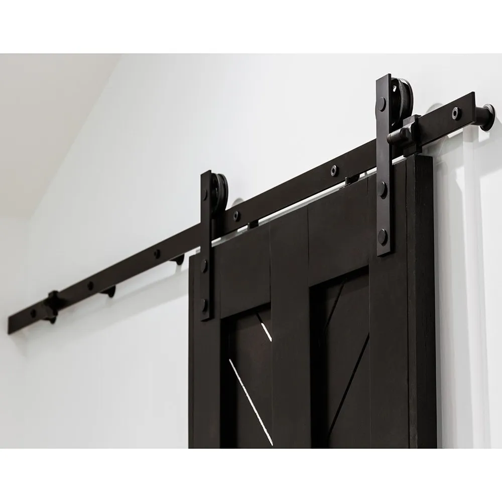 Emtek - Flat Track Sliding Barn Door Hardware - Modern Rectangular Face Mount Hanger with Spoke Wheel (Track Included)