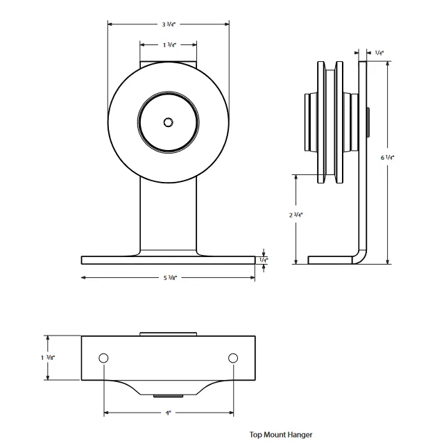 Emtek - Flat Track Sliding Barn Door Hardware - Modern Rectangular Top Mount Hanger with Solid Wheel (Track Included)