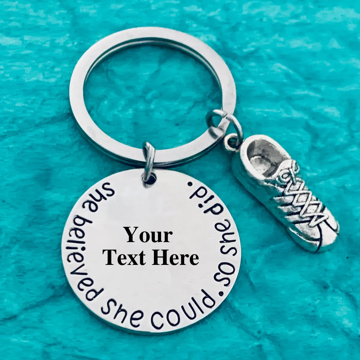 Engraved Runner Keychain, Runner She Believed She Could So She Did Keychain